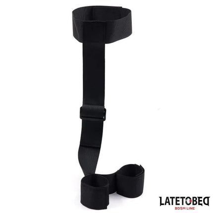 Ribbon Neck to Wrist Bondage set by Latetobed featuring adjustable Velcro collars for secure BDSM roleplay.