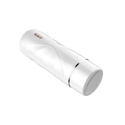 Riley Automatic Male Masturbator Vibration and Suction with white futuristic design and dual-material build for immersive experience