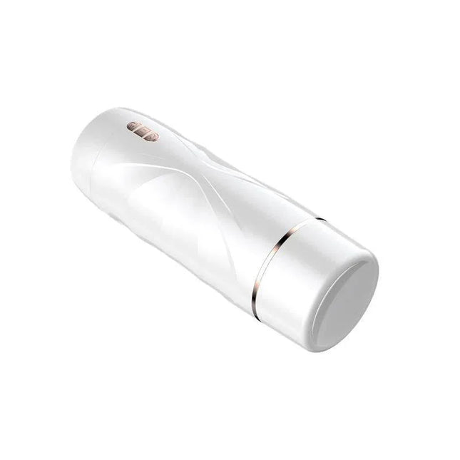Riley Automatic Male Masturbator Vibration and Suction with white futuristic design and dual-material build for immersive experience