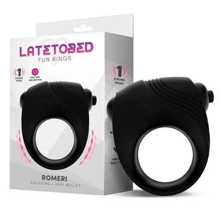 Romeri Ring + Vibrating Bullet Silicone Black - Secretsextoys.store