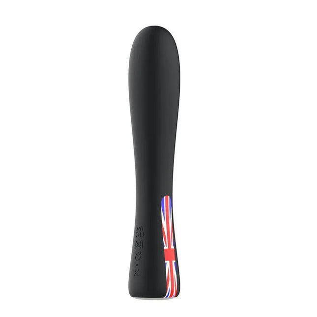 Romp Vibe with boost Function premium vibrator with UK flag design, featuring 10 vibration modes and silky silicone + ABS construction.