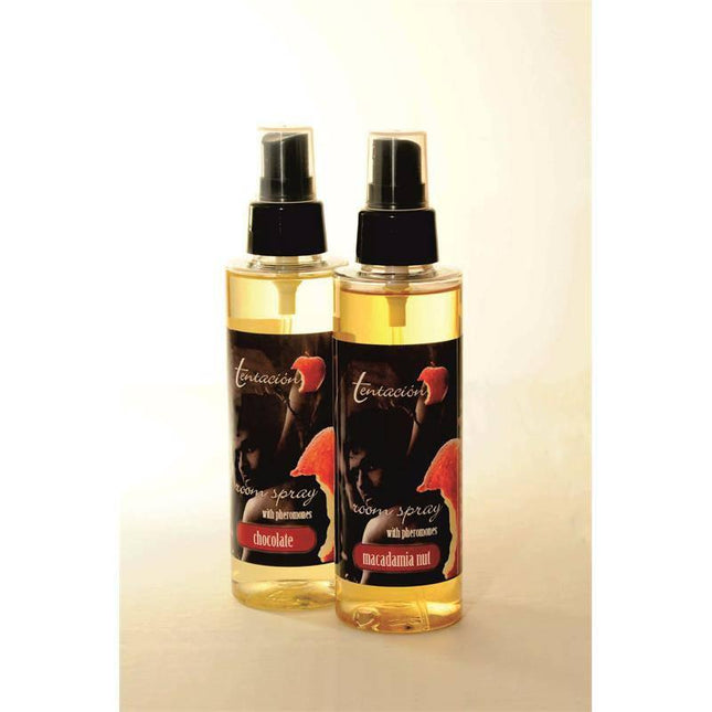 Room Spray with Pheromone 150 ml Berries, chocolate and macadamia nut varieties, creating a sensual, inviting atmosphere.