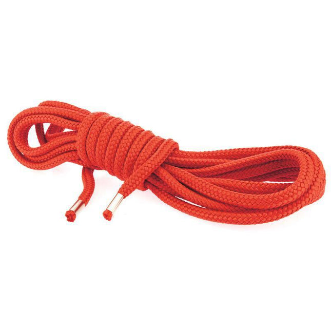 Rope 3 m Red made from soft 100% nylon for bondage play, suitable for beginners and experienced users, with comfortable texture.