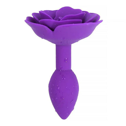 Rose Silicone Butt Plug Purple - Premium silicone sex toy shaped like a rose flower for comfort and stimulation by A-GUSTO.