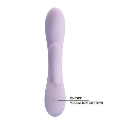 Rosolyn Vibe Liquid Silicone flexible G-spot vibrator with on/off button and dual motors for versatile stimulation.