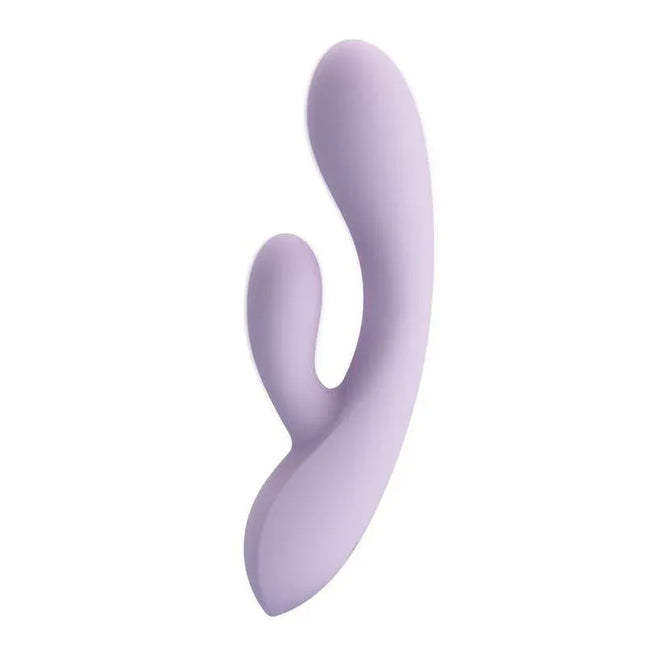 Rosolyn Vibe Liquid Silicone flexible G-spot and rabbit vibrator with dual motors in soft purple.