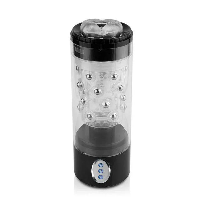 Roto-Bator Ass automated rotating masturbator with textured sleeve and metal pleasure beads for multi-dimensional sensations.
