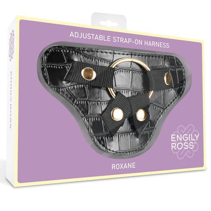 Roxane Universal Adjustable Harness with 3 Silicone Rings Black by Engily Ross in packaging