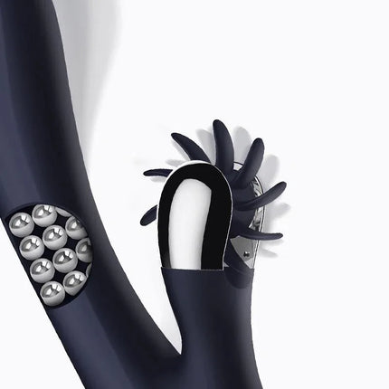 Royalspace Vibe with Rotating Tongues and 360º Internal Beads Blue displaying its unique design for enhanced pleasure.