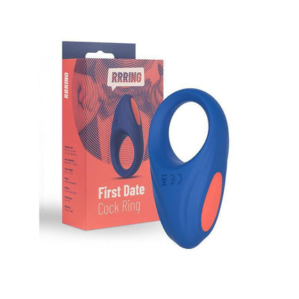 Rring First Penis Ring with Vibration USB Silicone blue and orange sex toy with packaging