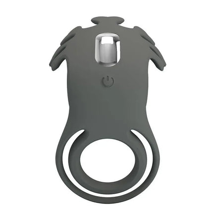 Ruben Vibrating Double Cock Ring crafted from silicone with sleek black design, featuring double rings for enhanced shared pleasure.