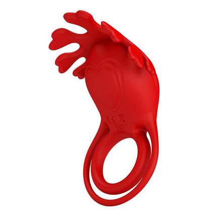 Ruben Vibrating Penis Ring USB in red silicone, designed for couples' enhanced pleasure and connection.