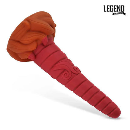 Rubygon Liquid Silicone Dildo 24,5 cm by Lengen Dildos, bold red and orange design, made from high-quality soft liquid silicone.