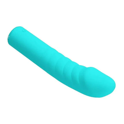 Rylan G-Spot Vibrator in turquoise with smooth silicone design and ergonomic shape for targeted G-spot stimulation.