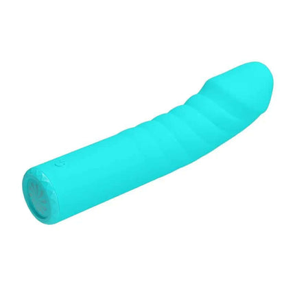 Rylan G-Spot Vibrator in teal silicone with slim, discreet design for targeted G-spot pleasure and 10 vibration functions.