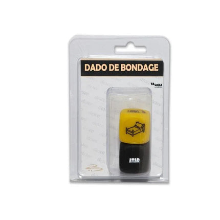Dado de Bondage dice set in packaging with images and text.