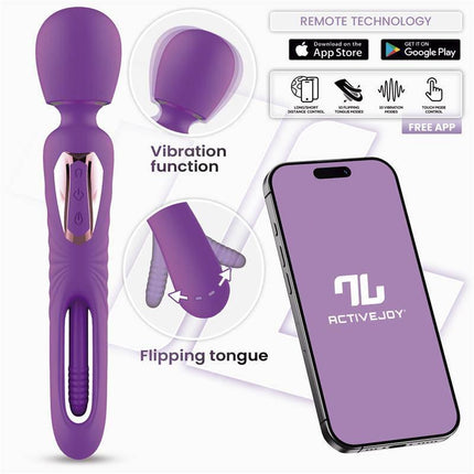 Salma Wand with Flipping Tongue and Vibration with App featuring ActiveJoy app technology for enhanced pleasure experience.