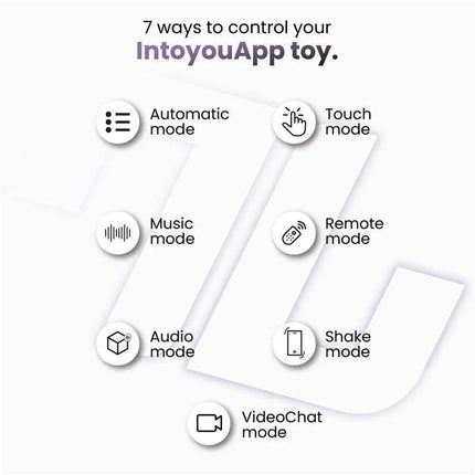 7 ways to control your IntoyouApp toy featuring various modes like automatic, touch, music, remote, audio, shake, and video chat.