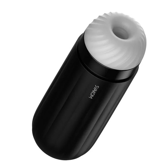 Sam Neo Male Masturbator with APP and Interactive System in sleek black design.