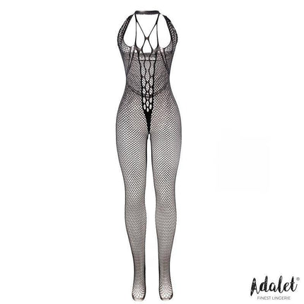 Sarah Fishnet Bodystocking by Adalet featuring bold mixed fishnet pattern and wide neckline for a striking silhouette.