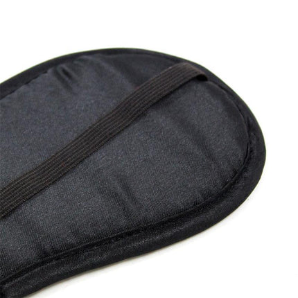 Satin Blindfold Black with soft silky fabric for luxury bedroom experiences, featuring a comfortable elastic strap for secure fit.