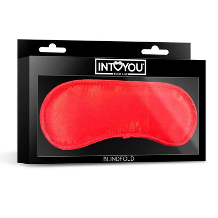 Satin Blindfold Red from Fetish by Intoyou, luxury sensory play accessory with silky touch and vibrant color in packaging.