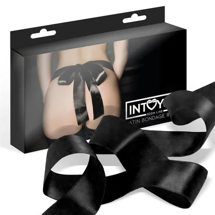 Satin Bondage Satin Ribbon in black, luxurious accessory for consensual restraint and intimacy, displayed in elegant packaging.