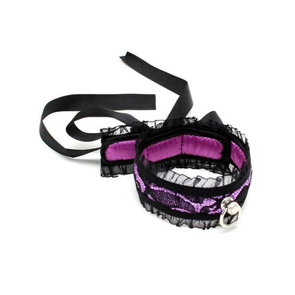Satin Look Collar Purple with elegant satin bow and adjustable fit, featuring a luxurious satin-inspired appearance in rich purple hue.