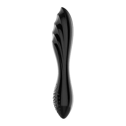 Satisfyer Dazzling Crystal Glass Dildo Hot & Cold, black color, high-quality solid borosilicate glass, smooth and textured surface