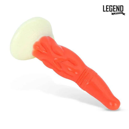 Sauden Liquid Silicone Dildo 22,5 cm in vibrant orange from Lengen Dildos, featuring ultra-smooth material and elongated design.