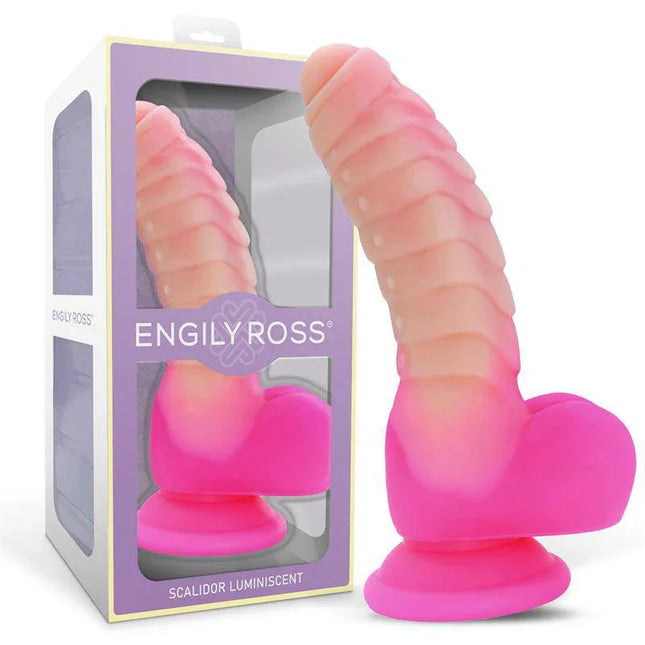 Scalidor Luminiscent Unicorn Liquid Silicone Dildo 18 cm by Engily Ross, featuring premium phthalate-free liquid silicone material.