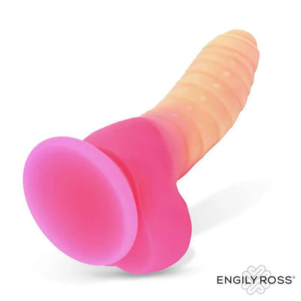 Scalidor Luminiscent Unicorn Liquid Silicone Dildo 18 cm by Engily Ross, vibrant pink and orange, designed for comfort and pleasure.