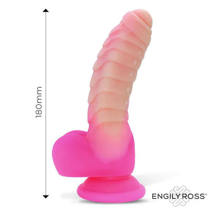 Scalidor Luminiscent Unicorn Liquid Silicone Dildo 18 cm from Engily Ross, premium phthalate-free silicone, pink with realistic texture.