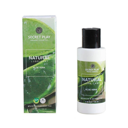 Secret Play Natural Lubricant with Aloe Vera, eco-friendly and organic lubricant packaging.