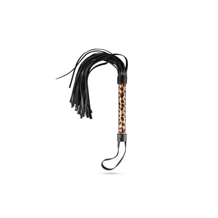 Leopard print flogger from Secret Pleasure Chest Wicked Wildcat BDSM set for beginners.