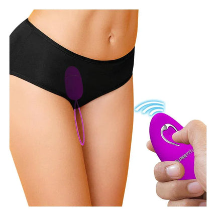 Selkie Vibrating Egg with Remote Control in use with wireless remote, showcasing discreet and versatile pleasure options.