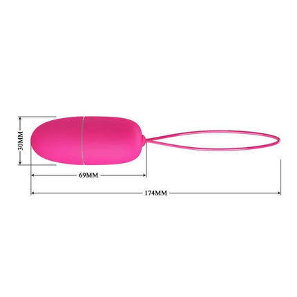 Selkie Vibrating Egg with Remote Control in pink, dimensions displayed