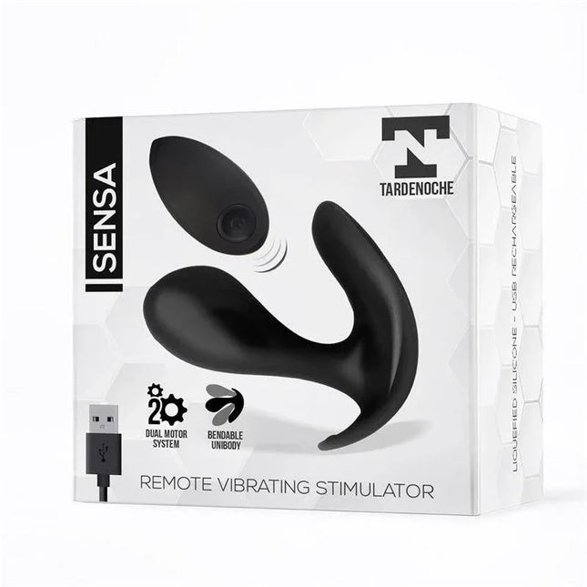 Sensa Stimulator Remote Control USB Liquid Silicone Black in packaging