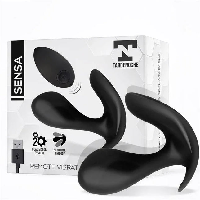 Sensa Stimulator Remote Control USB Liquid Silicone Black with ergonomic shape and dual motors