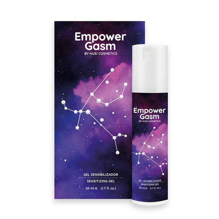 Sensitizing gel Empowergasm 50 ml bottle with vibrant cosmic-themed packaging by NUEI COSMETICS, enhances sensitivity and sensation.