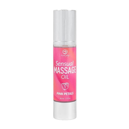 Sensual Massage Oil Pink Petals 50 ml bottle for luxurious massage and intimate pleasure with moisturizing benefits.