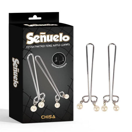 Señuelo Pearl Nipple Clamps with elegant pearl accents for intimate moments.