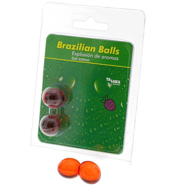 Set 2 Brazilian Balls Explosion Strawberry Aroma oil-based lubricant pack
