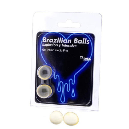 Set 2 Brazilian Balls Vibrator and Cold Efect in packaging for enhanced pleasure and stimulation, featuring cooling gel and vibration.