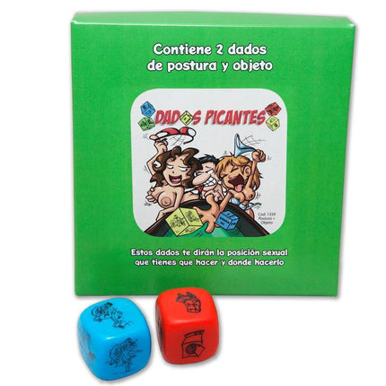 Set 2 Fluorescent Dice Posture and Object game box with blue and red dice on a white background.