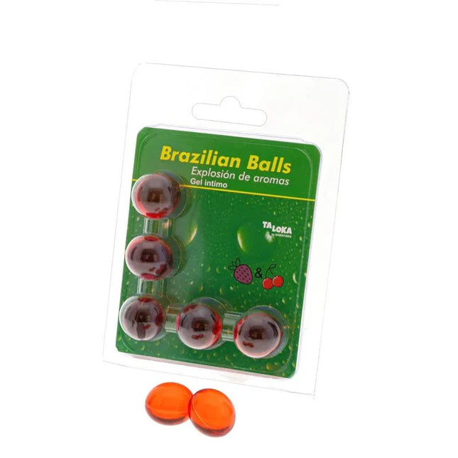 Set 5 Brazilian Balls Strawberry and Cherry Flavor in packaging