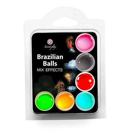 Set 6 Brazilian Balls Mix Effect - Six colorful aromatic balls in packaging for enhanced intimacy and sensation.