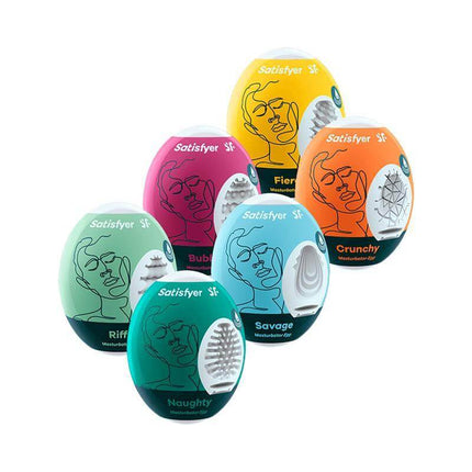 Set 6 Units Masturbador - Satisfyer Set of 6 Masturbator Eggs with distinct textures for varied sensations and self-pleasure.