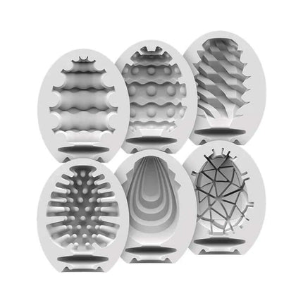 Set 6 Units Masturbador with six unique textured eggs for varied sensations.