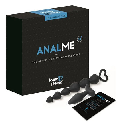 Set Analme Time to Play, Time to Anal package with anal plug, chain, and task cards from Tease & Please.